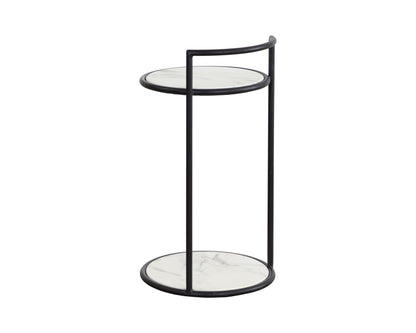 NAHLA PARGA END TABLE - BLACK - MARBLE LOOK