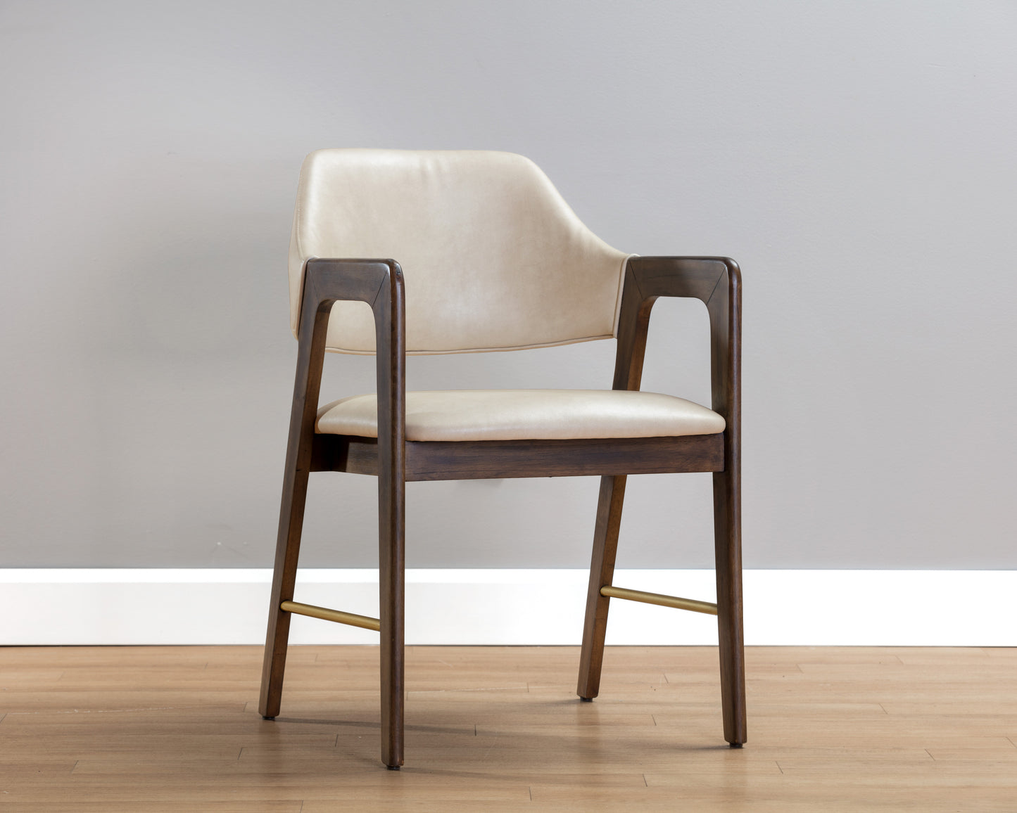 NAHLA MILTON DINING ARMCHAIR - SMOKE ACACIA - BRAVO CREAM