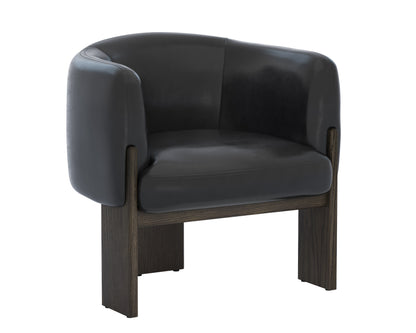 NAHLA TRINE LOUNGE CHAIR - DARK BROWN - VINTAGE BLACK NIGHT LEATHER