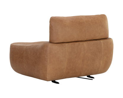 NAHLA PAGET GLIDER LOUNGE CHAIR - CAMEL LEATHER