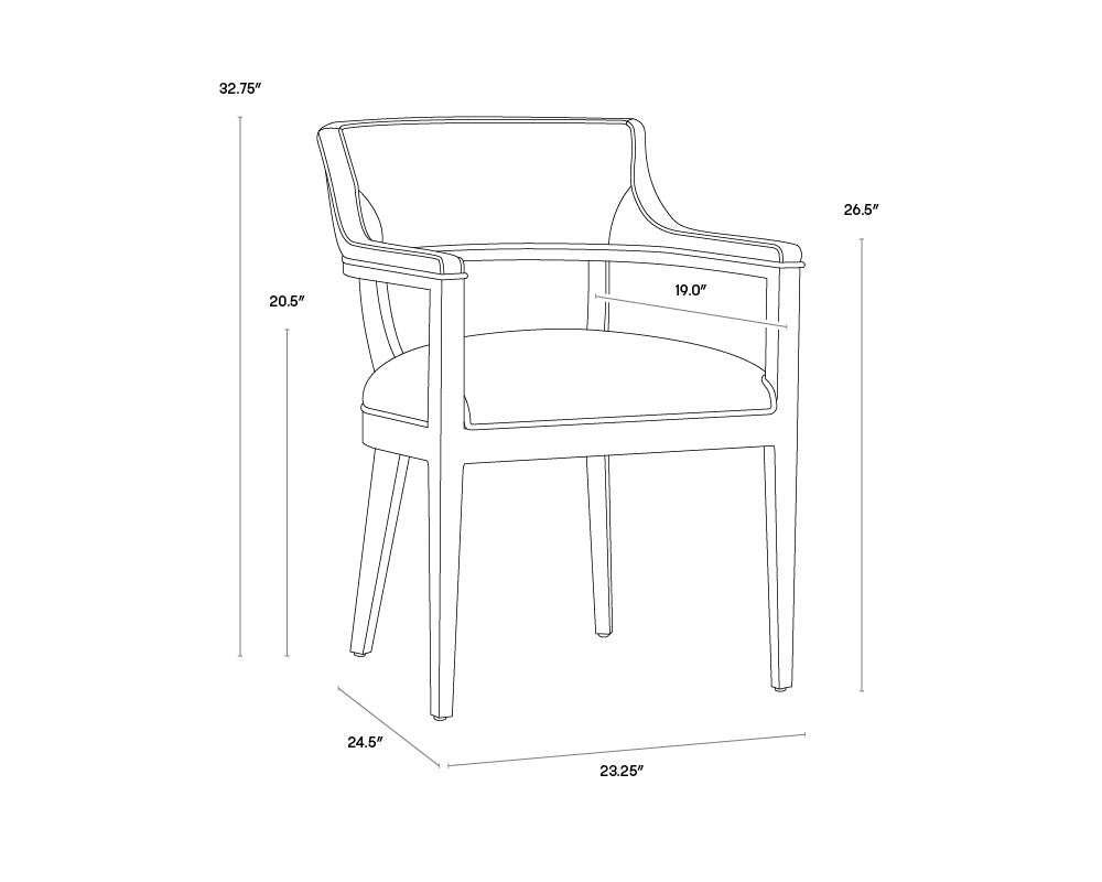 NAHLA BRYLEA DINING ARMCHAIR - BROWN - SHALIMAR TOBACCO LEATHER