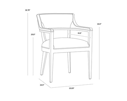 NAHLA BRYLEA DINING ARMCHAIR - BROWN - SHALIMAR TOBACCO LEATHER