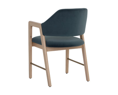 NAHLA MILTON DINING ARMCHAIR - LIGHT WASH - MEG DUSTY TEAL