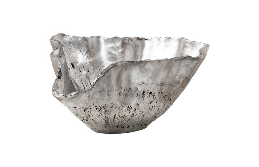 Cast Onyx Bowl, Silver Leaf, Large