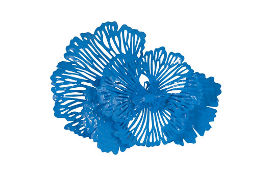 Flower Wall Art, Small, Blue, Metal