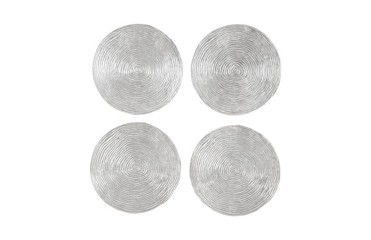 Ripple Wall Disc, Set of 4, Resin, LG, Silver Leaf with Antiquing