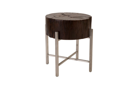 Nestled Cross Cut Side Table , Stainless Steel X Cross Leg