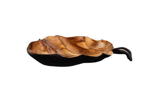 Leaf Bowl, Teak Wood, Black & Natural