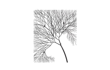 Wire Tree Wall Art, Rectangular, Metal, Black