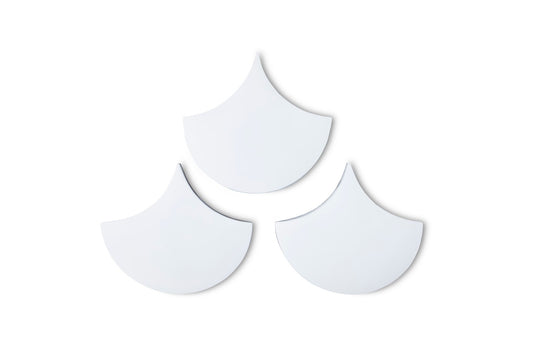 Scales Wall Tiles, Glossy White, Set of 3