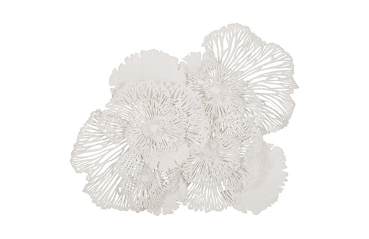 Flower Wall Art, Large, White, Metal