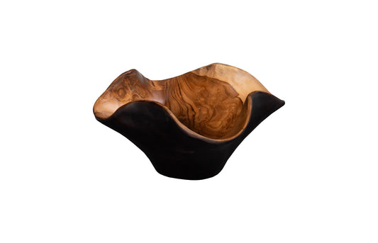 Teak Wood Bowl, Natural & Black