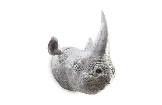 Rhino Wall Art, Resin, Silver Leaf