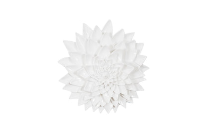 Dahlia Flower Wall Art, Gel Coat White