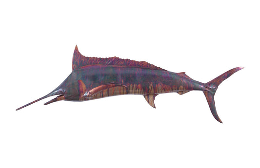 Blue Marlin Fish Wall Sculpture, Resin, Copper Patina Finish