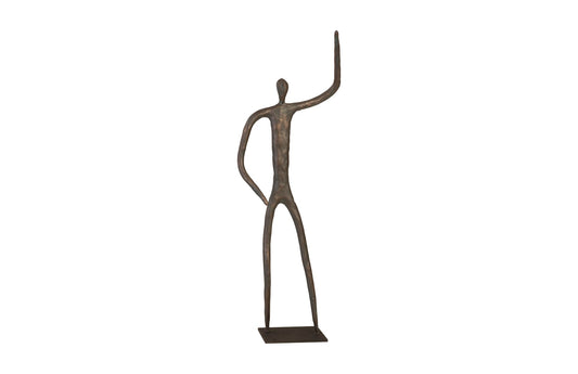 Abstract Figure on Metal Base, Bronze Finish, Arm Up