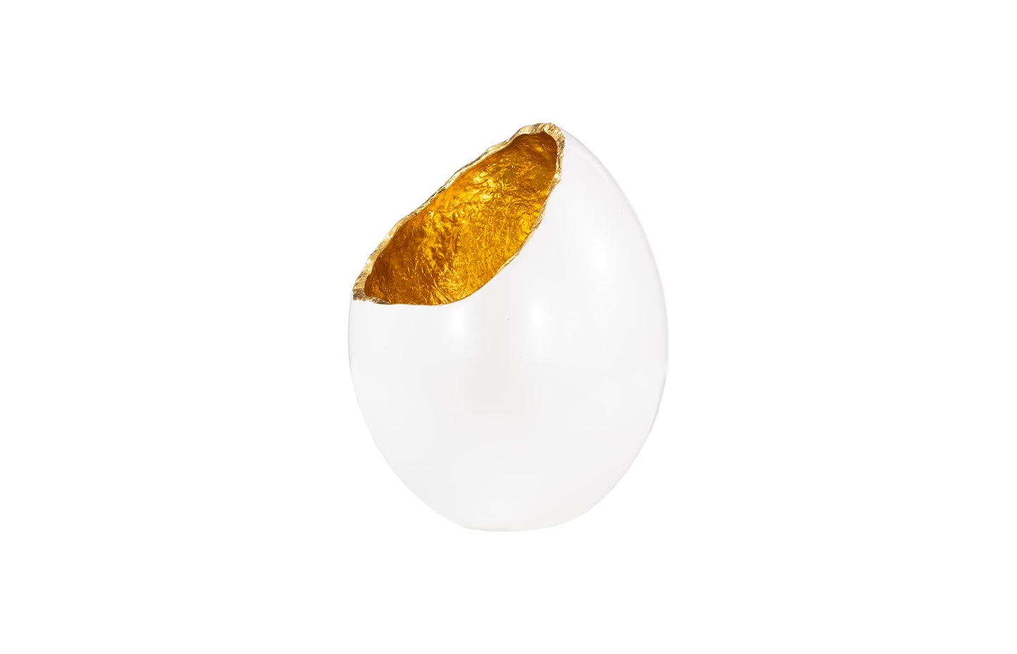 Broken Egg Vase, White and Gold Leaf