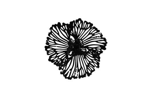 Flower Wall Art, Extra Small, Black, Metal