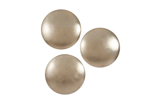 Orb Wall Tiles, Set of 3, Platinum Leaf