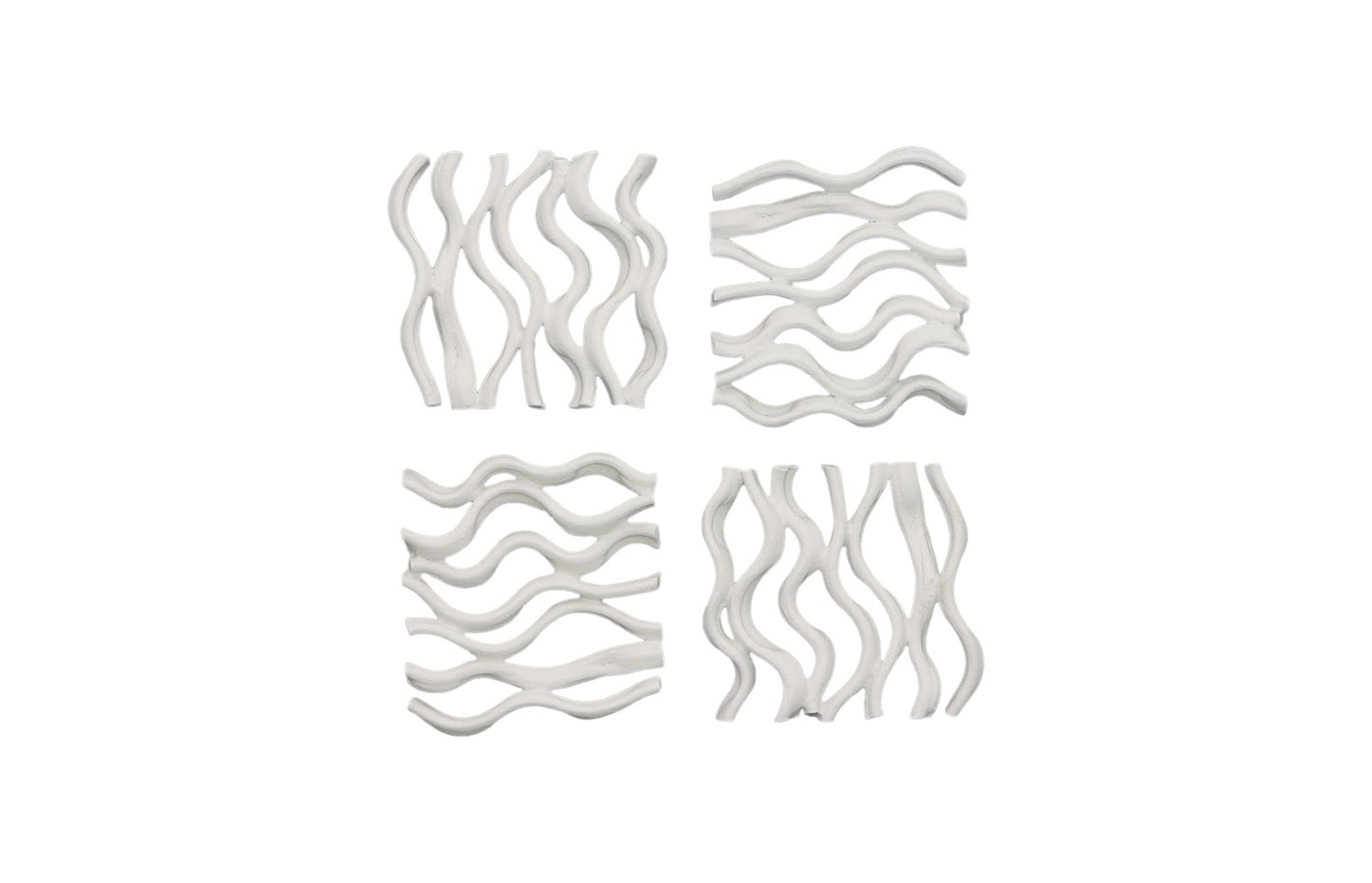 Vine Wall Tile, Matte White, Set of 4