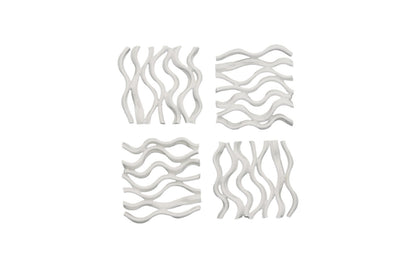 Vine Wall Tile, Matte White, Set of 4