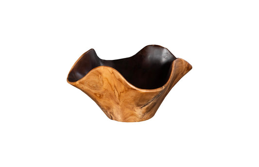 Teak Wood Bowl, Black And Natural