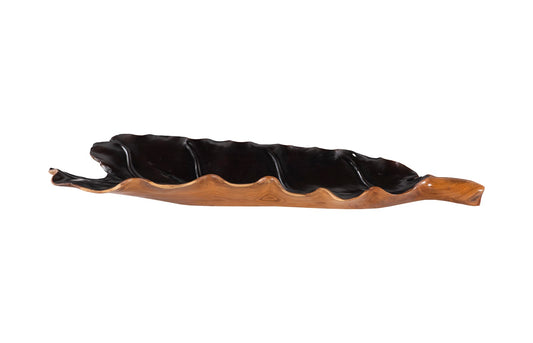 Leaf Bowl, Teak Wood, Natural & Black, Finish