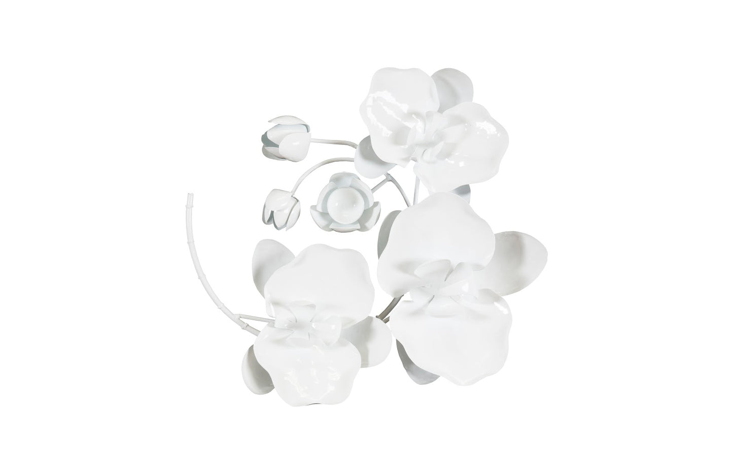 Orchid Sprig Wall Art, Small, Metal, White