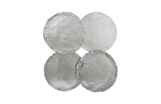 Cast Oil Drum Wall Discs, Silver Leaf, Set of 4