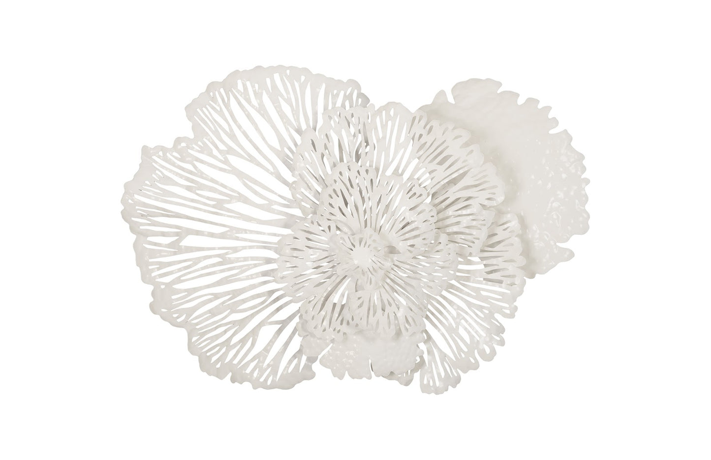 Flower Wall Art, Medium, White, Metal