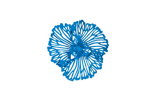 Flower Wall Art, Extra Small, Blue, Metal