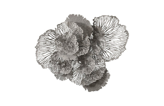 Flower Wall Art, Large, Gray, Metal