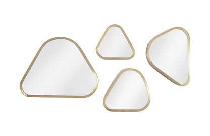 Pebble Mirrors, Set of 4, Brushed Brass