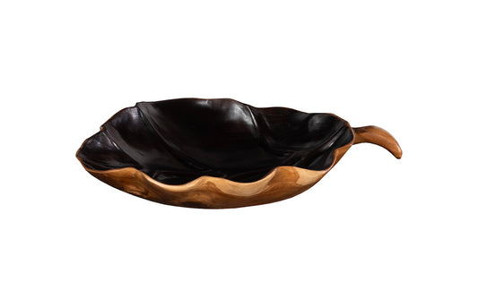 Leaf Bowl, Teak Wood, Natural & Black