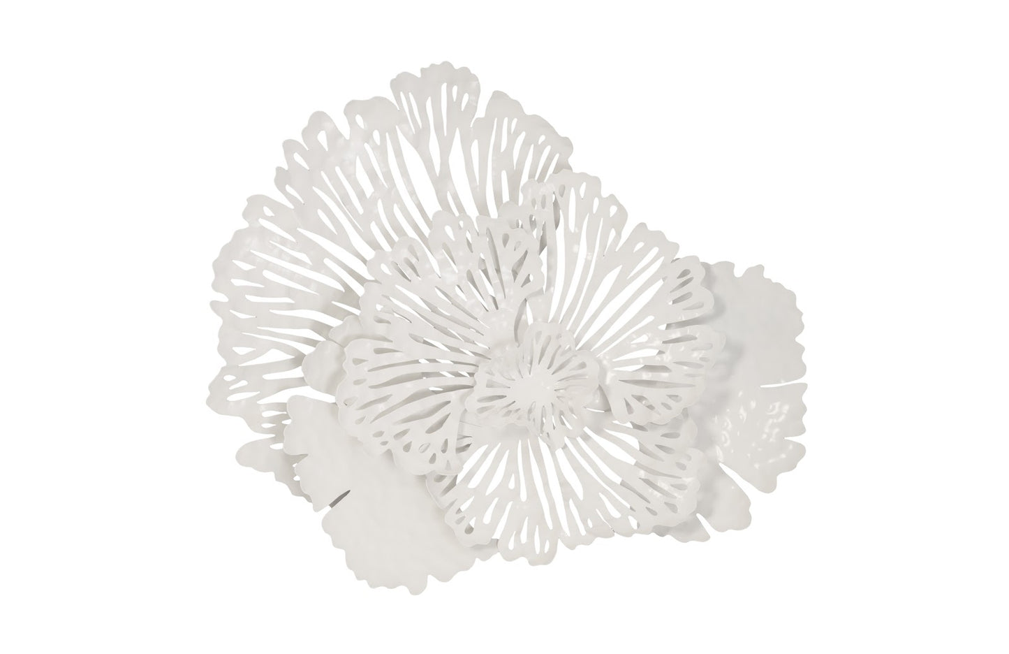 Flower Wall Art, Small, White, Metal