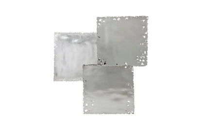 Galvanized Square Wall Tile, Silver Leaf, Set 3