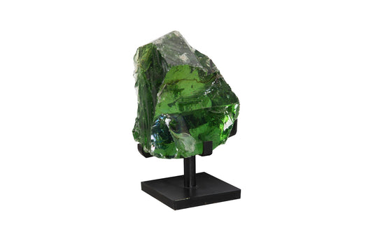 Refractory Glass Sculpture, Green, On Base