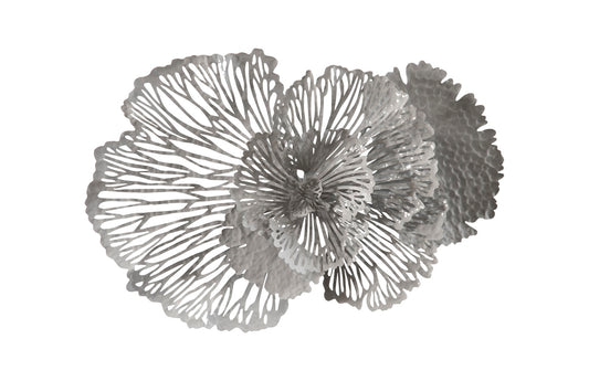 Flower Wall Art, Medium, Gray, Metal