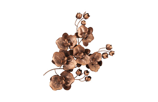 Orchid Sprig Wall Art, Medium, Metal, Copper/Black