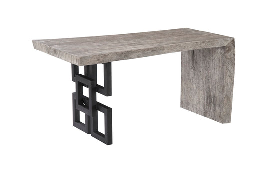 Waterfall Desk, Gray Stone, Satin Black Overlap Leg