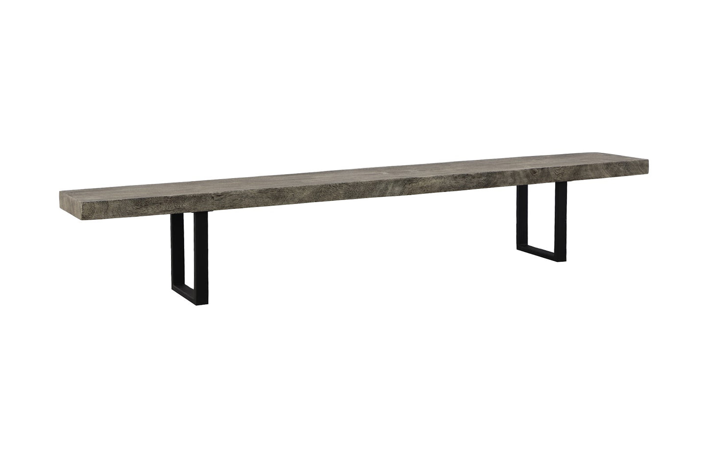 Origins Straight Edge Bench, Gray Stone, Satin Black Legs