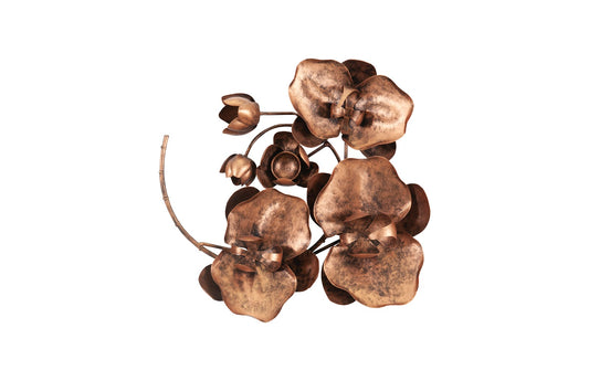 Orchid Sprig Wall Art, Small, Metal, Copper/Black