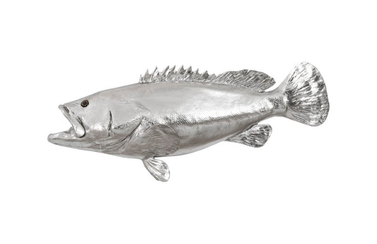 Estuary Cod Fish Wall Sculpture, Resin, Silver Leaf